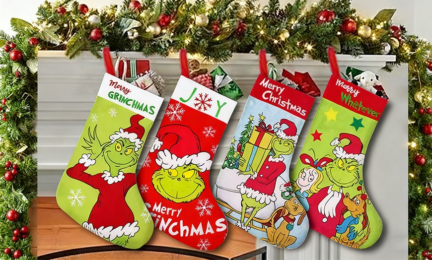 Image 2: 4-Pack Grinch-Inspired Christmas Stockings 