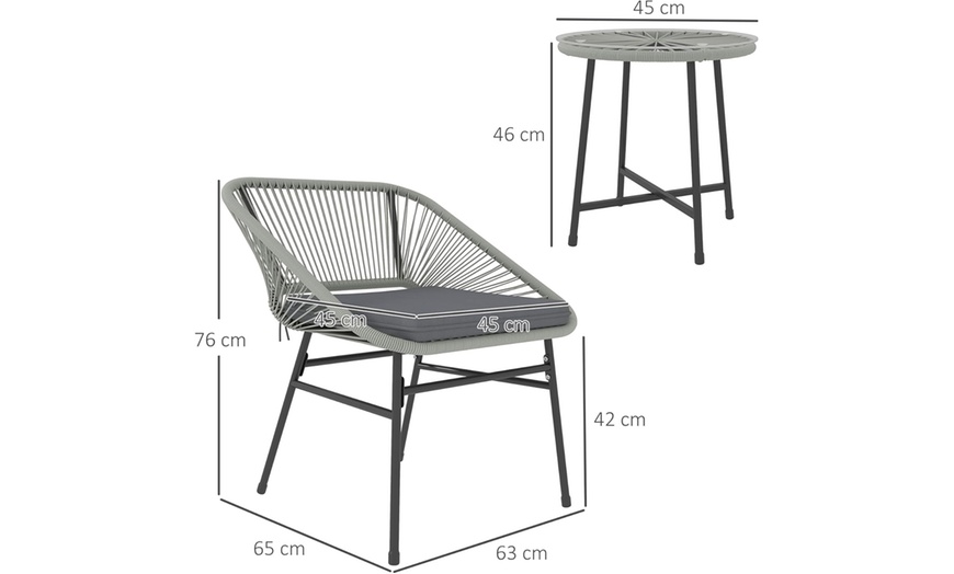 Image 29: Outsunny Woven Bistro Set with 2 Chairs and Table, Choice of Styles