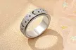Moon Star Titanium Stainless Steel Spinning Anxiety Ring - Second Medium