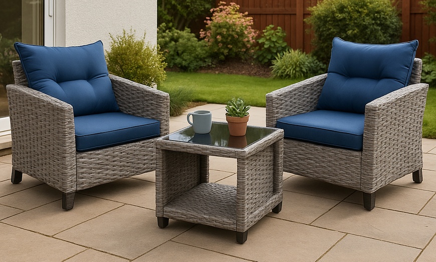 Image 1: Three-Piece FurnitureOne Rattan-Effect Bistro Set 