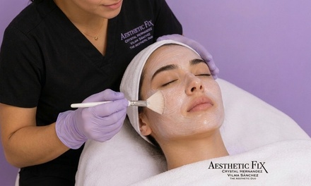 35 Minute Dermaplaning/ Exfoliating Enzyme Peel and SPF - Aesthetic Fix