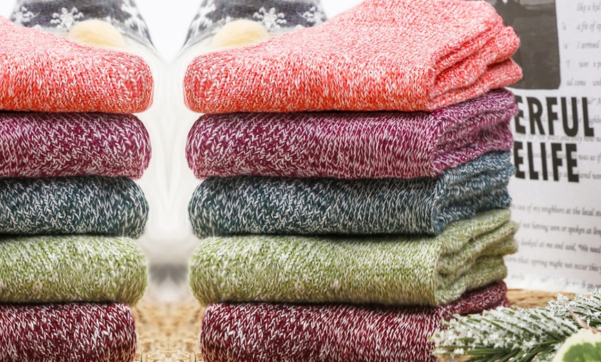 Image 4: 5 Pack Winter Warm Knit Socks