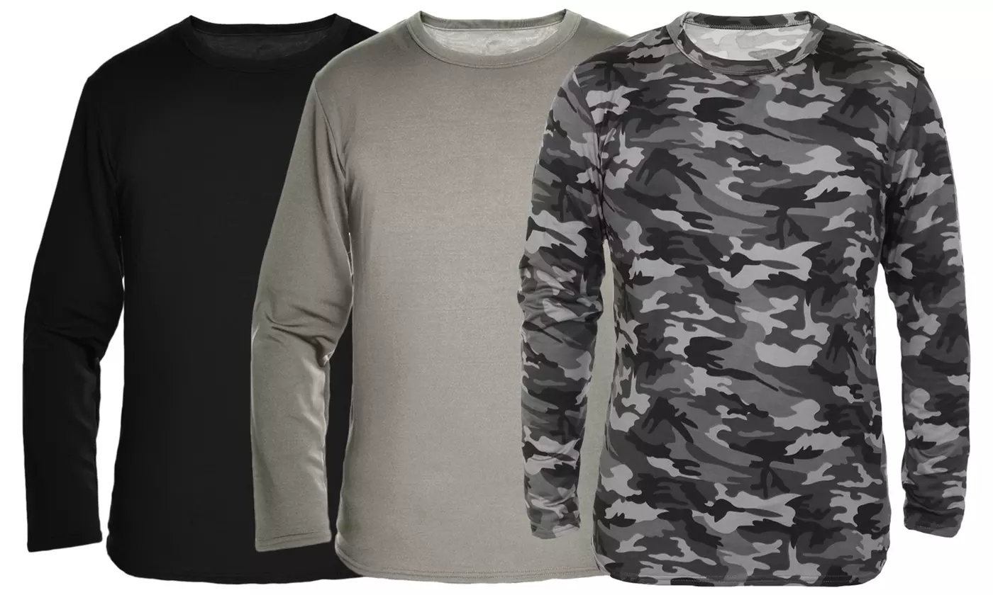 3-Pack Men's Fleece-Lined Long-Sleeve Thermal Tops (S-4XL)