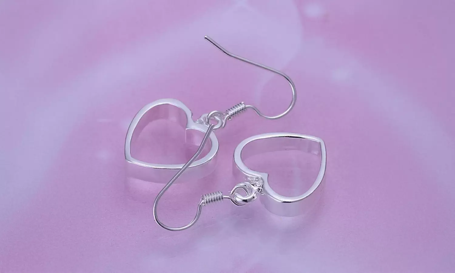 925 Sterling Silver Hollow Open Heart Drop Dangle Earrings