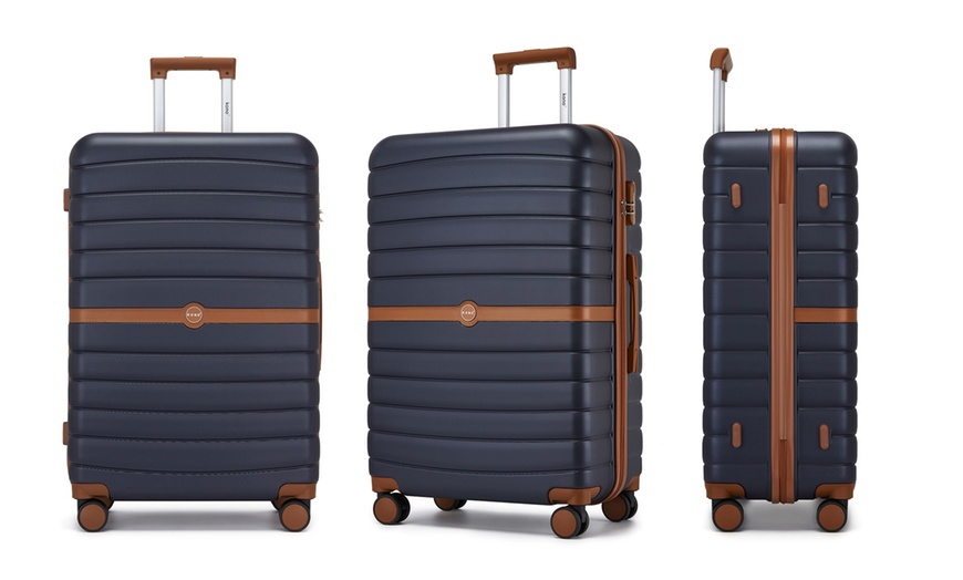 Image 36: KONO Stylish Stripe Design Suitcase with Spinner Wheels