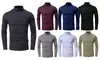 Men's Mid Neck Solid Shirts Long Sleeve Casual Top for Autumn and Winter