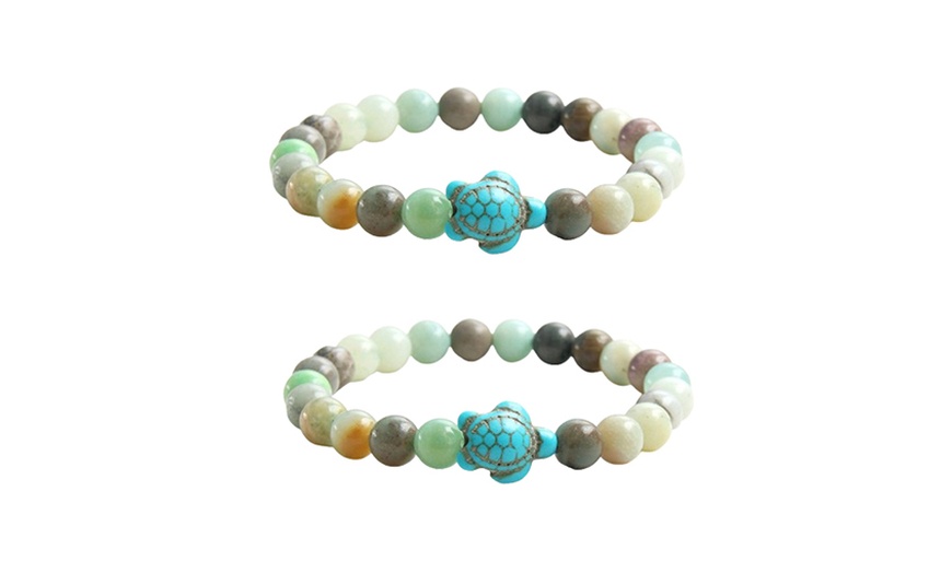Image 2: Two-Piece Turquoise Turtle Bracelets