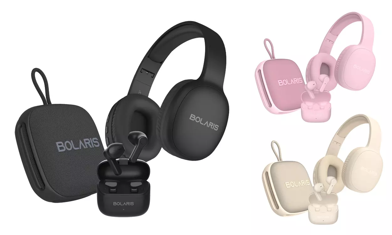 Bolaris Over-Ear-Kopfhörer, In-Ear-Kopfhörer und BT-Lautsprecher in Schwarz, Rosa oder Beige - Primary Image