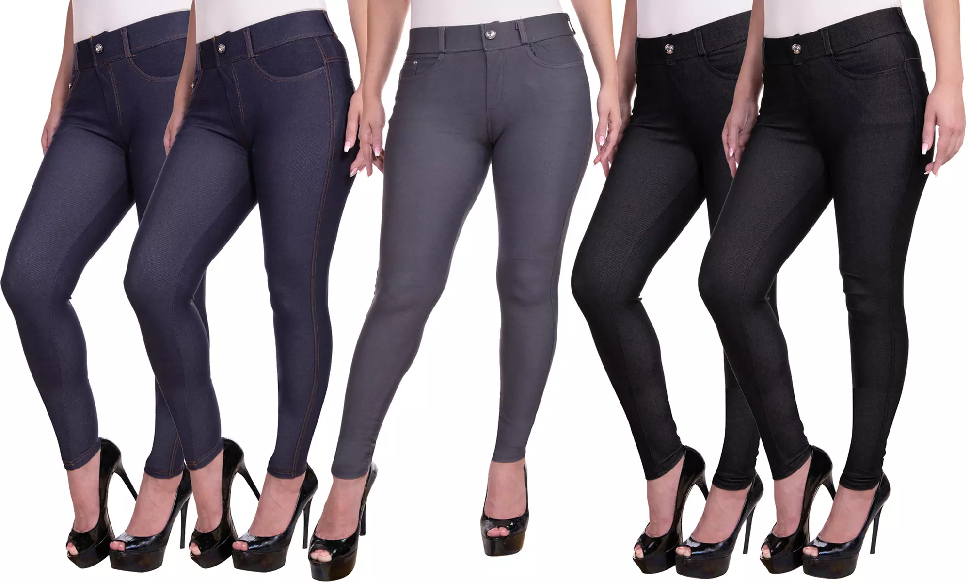 5-Pack Women's Jeggings with 5 Functional Pockets. Plus Sizes Available. - Image 3