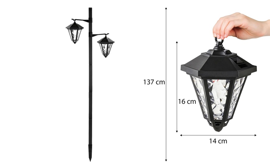Image 15: One or Two 1.4m Twin-Head Solar Warm White LED Lamp Post Lights