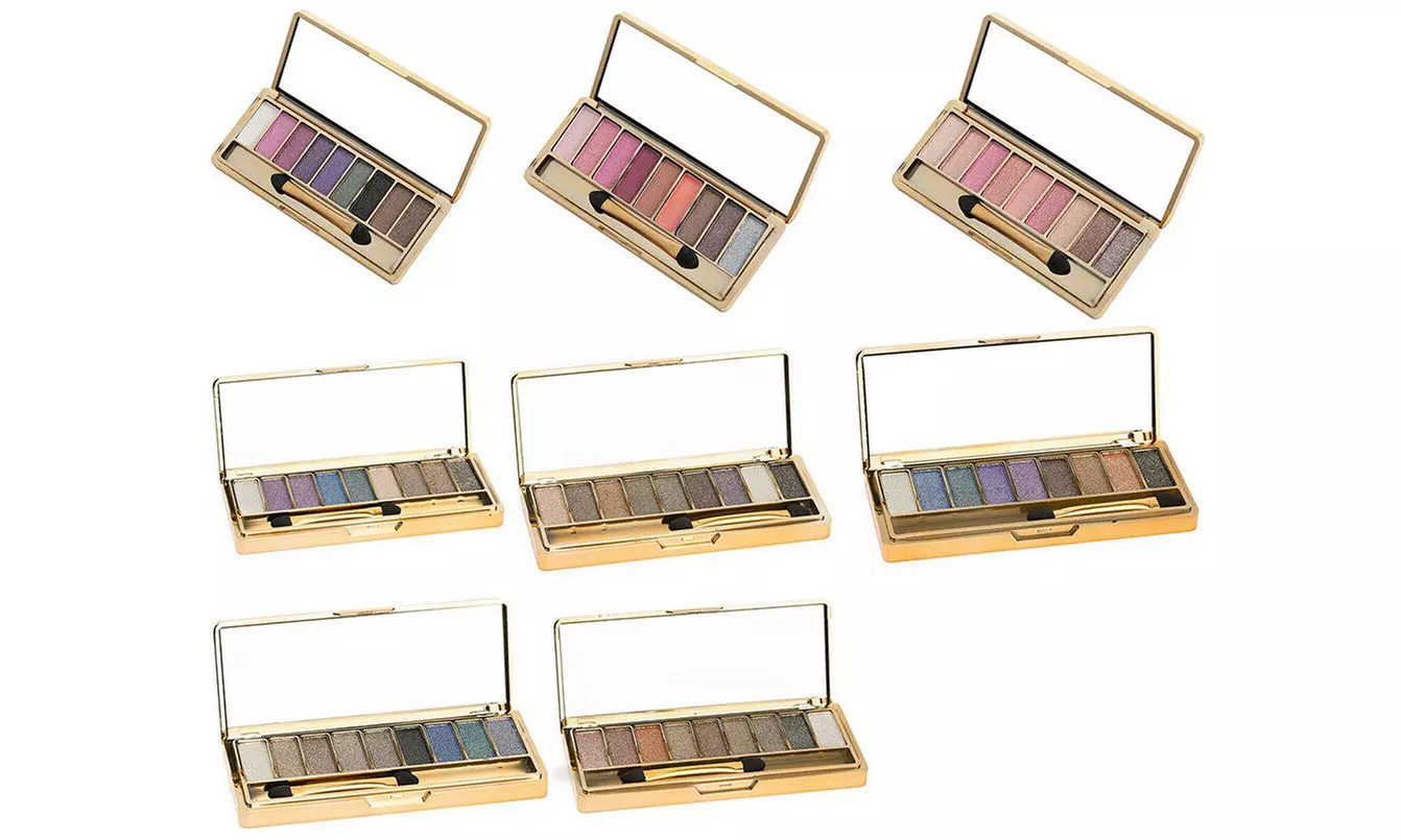 9 Colors Glitter Eyeshadow Eye Shadow Palette & Makeup Cosmetic Brush Set