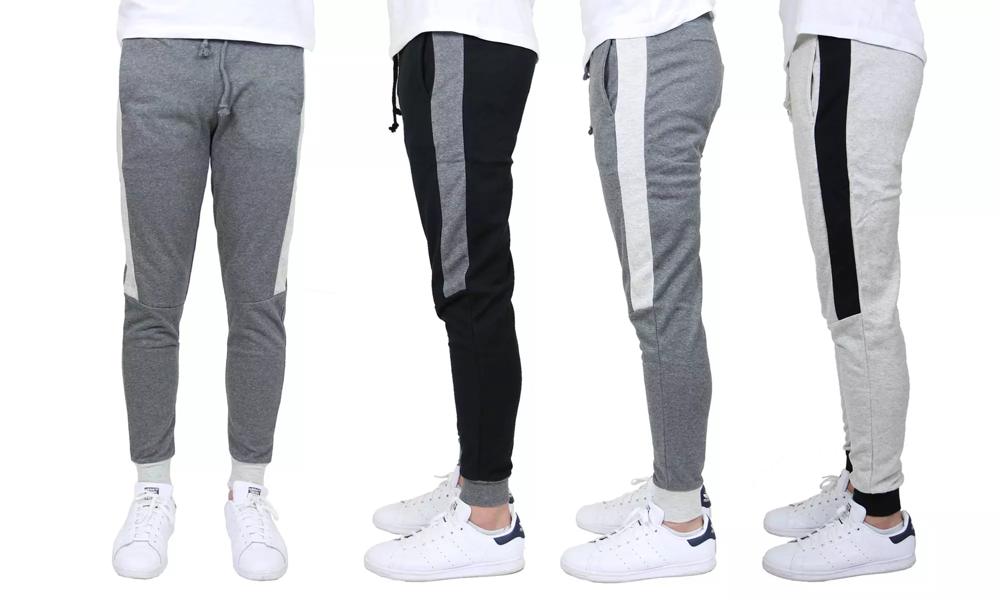 2-Pack Men's Slim-Fit French Terry Joggers with Contrast Side Stripe (S-2XL) - Primary Image