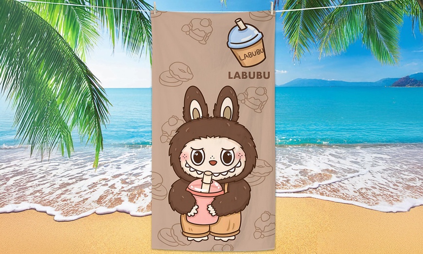 Image 3: Labubu Inspired Cute Beach Towel