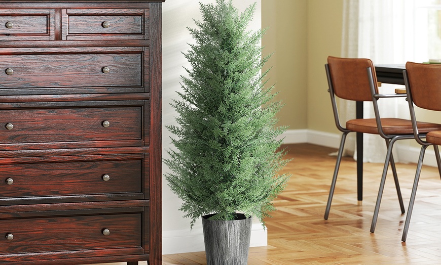 Image 6: Set of Two HomCom Artificial Cypress Trees 