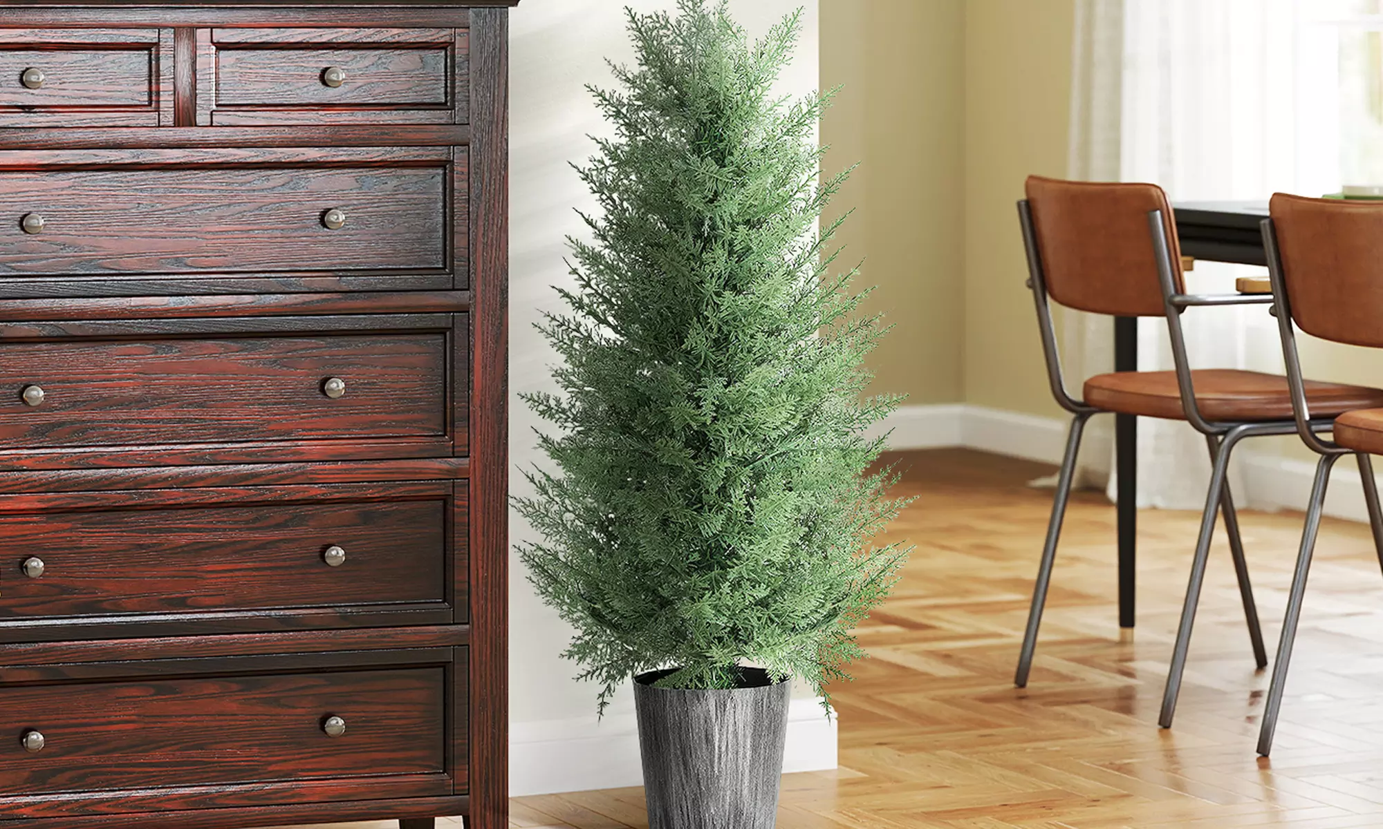 Set of Two HomCom Artificial Cypress Trees