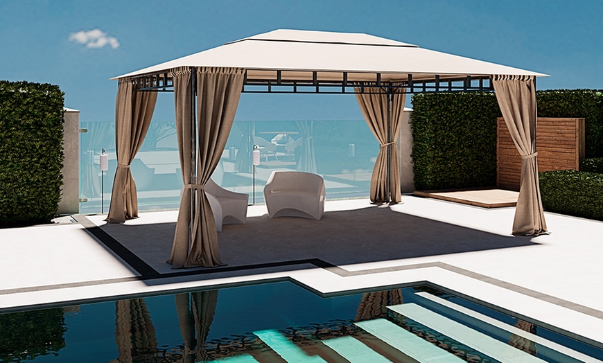 Image 1: Gazebo da giardino con tende laterali