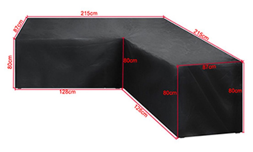 Image 2: Water Resistant L-Shape Outdoor Furniture Cover