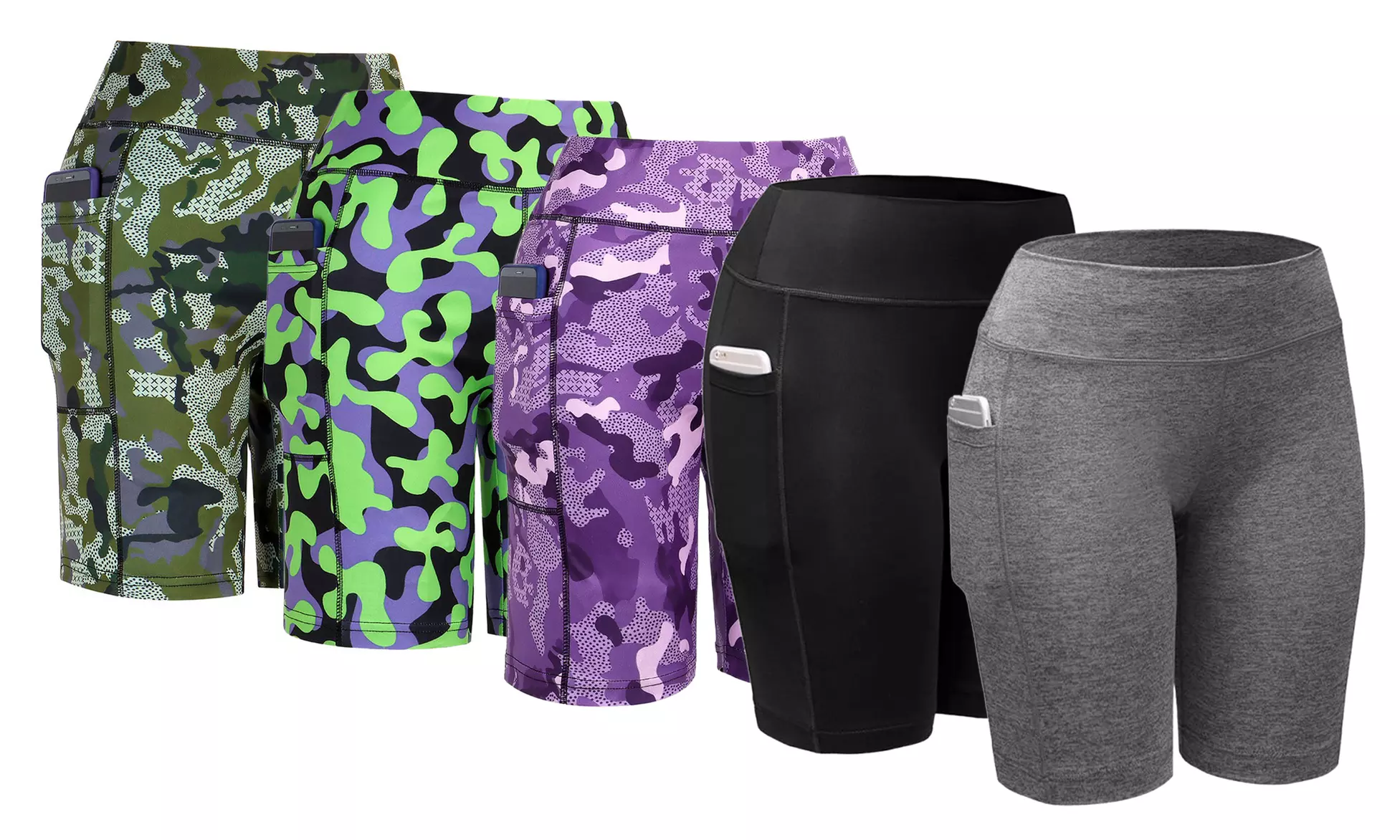 Women's High Waist Shorts Pocket Running Leggings with Side Pocket
