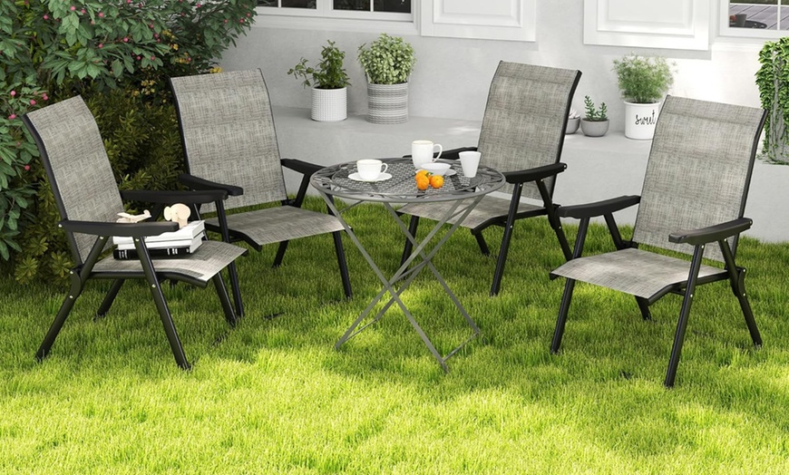 Image 10: Outsunny Set of 4 Folding Garden Chairs