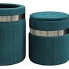 Image 15: 2er-Set zylindrische Samt-Poufs mit Stauraum