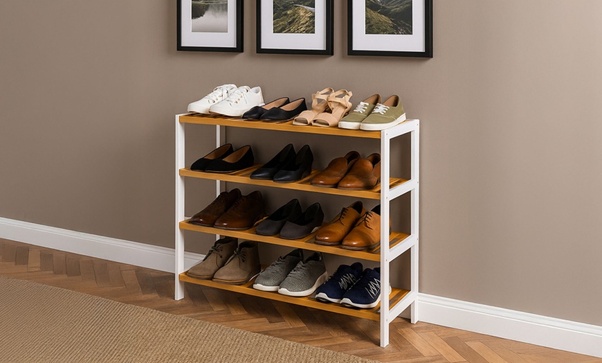 Image 3: Four-Tier Bamboo Shoe Rack