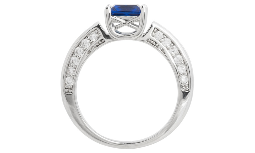 Image 10: Doppio anello veretta e solitario Destiny con zircone blu zaffiro