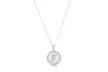 Sterling Silver Crystal Round Disc Initial Pendant Necklace - Second Medium