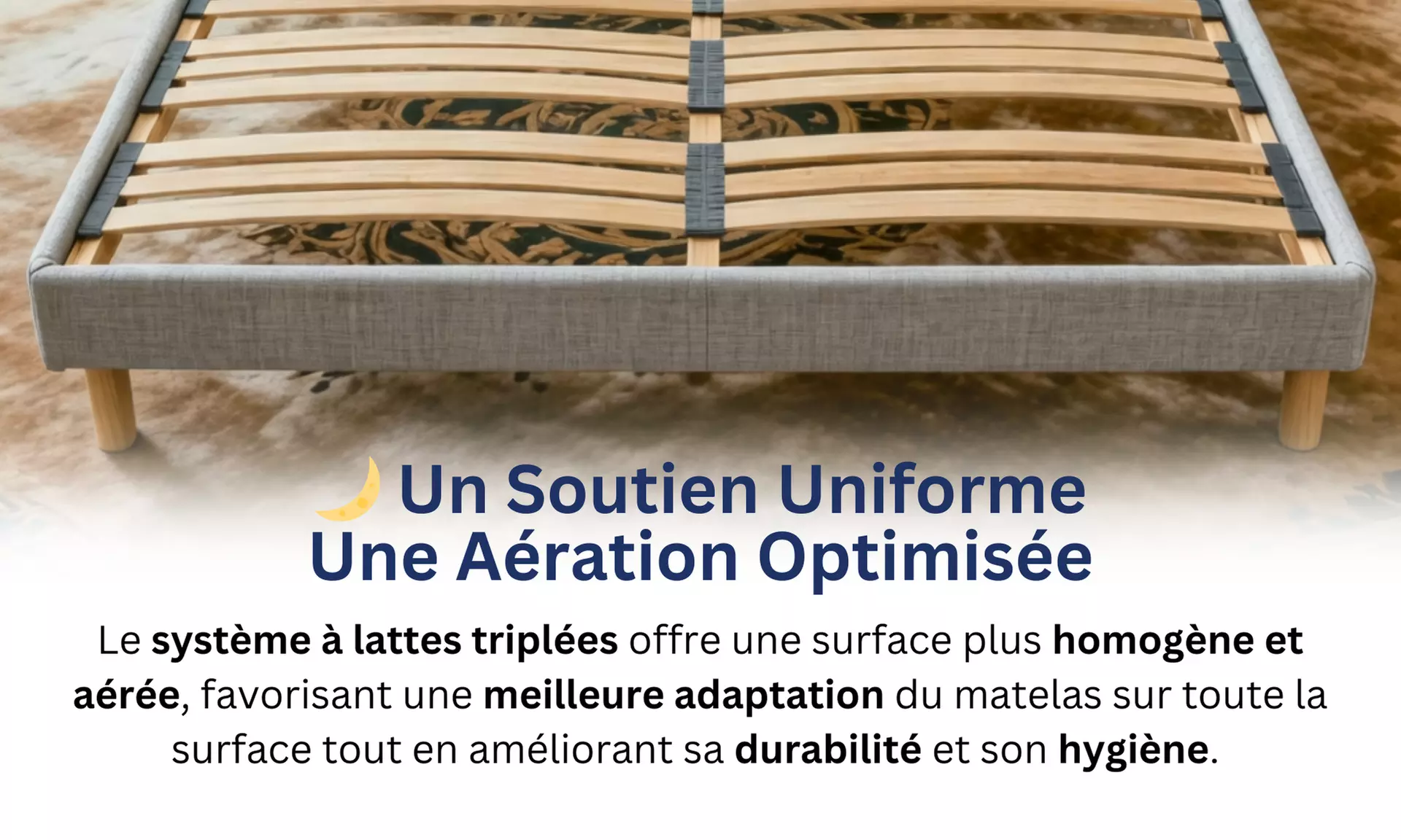 Sommier à latte dynamique, bois massif d'épicéa et de hêtre