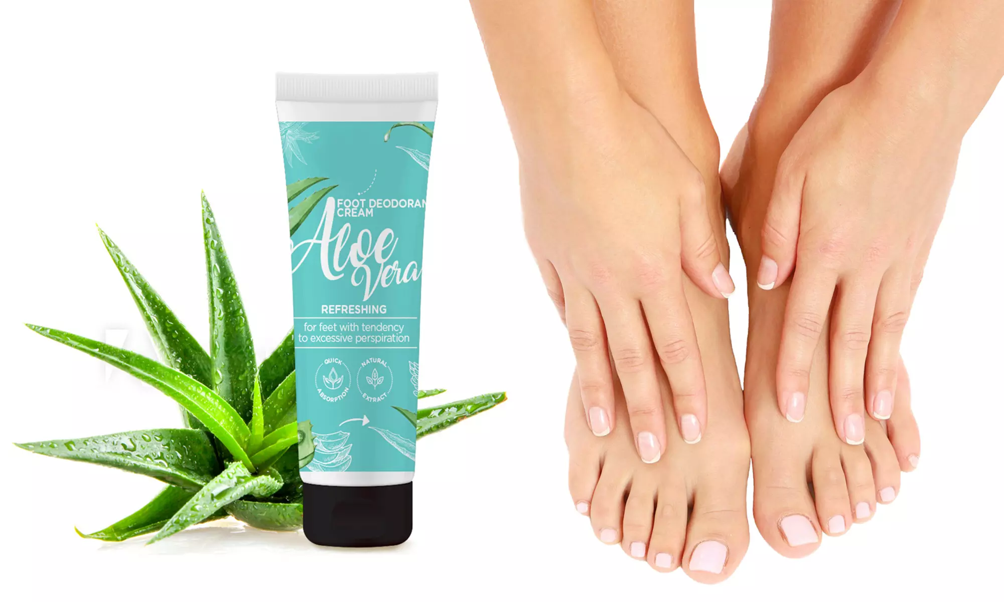 1, 2 ou 3 déodorants en crème rafraîchissants à l'aloe vera pour les pieds de 75 ml - Primary Image