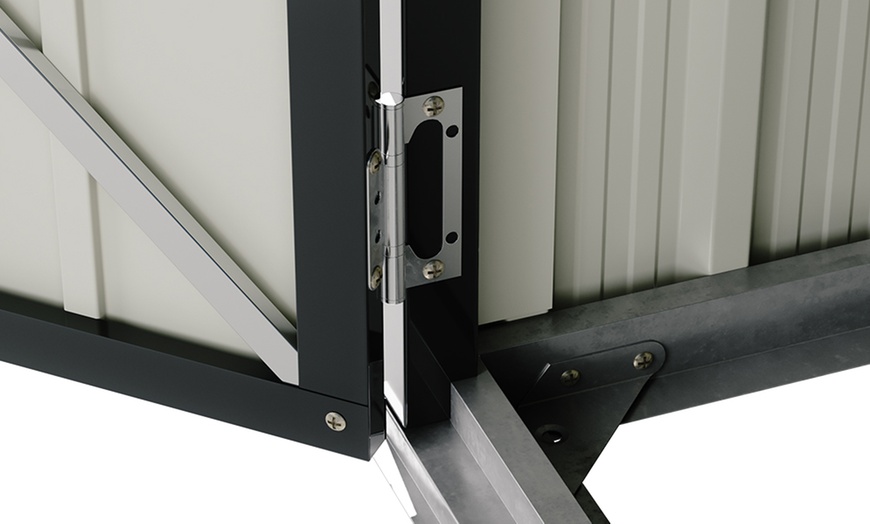 Image 5: Lockable Metal Storage Shed with Sloped Roof Design