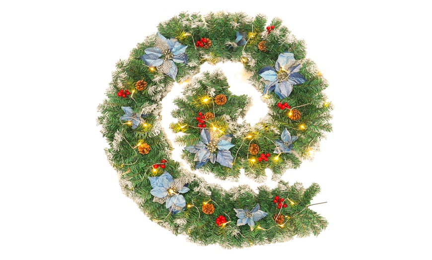 Image 4: Living And Home Festive Pre-Decorated Christmas Garland