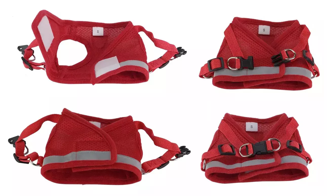 Small Dog Cat Harness Pet Adjustable Collar Reflective Vest Lead With Leash