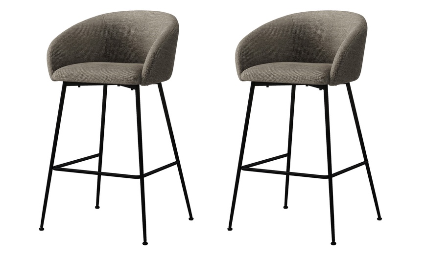 Image 5: Lot de 2 fauteuils de bar CHLEA en tissu et métal 