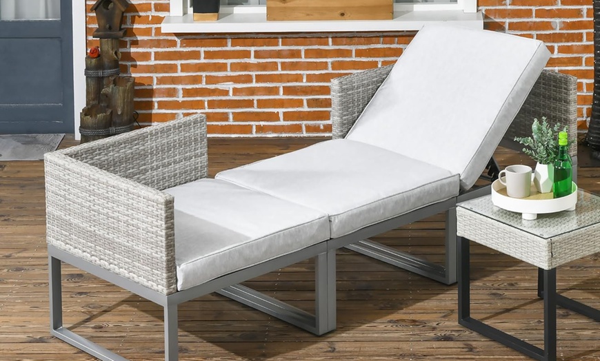 Image 9: Three-Piece Outsunny Rattan-Effect Bistro Set