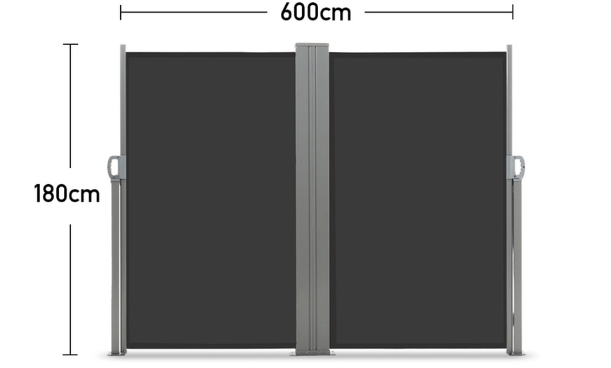 Image 9: Outdoor Retractable Polyester Privacy Two-Side Awning