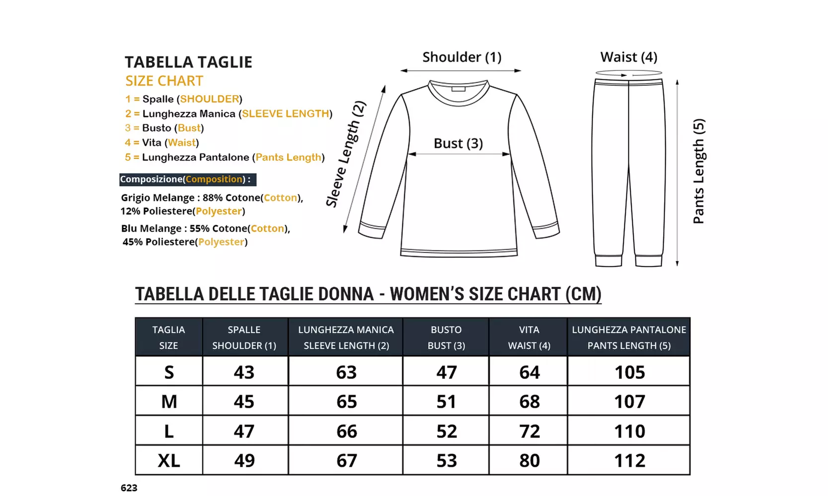 Pigiama donna invernale in cotone di Nottingham, Coconuda o De Fonseca
