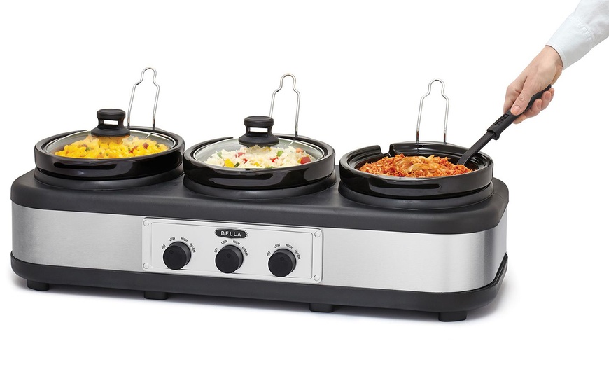 Image 2: Bella Triple Slow Cooker & Server