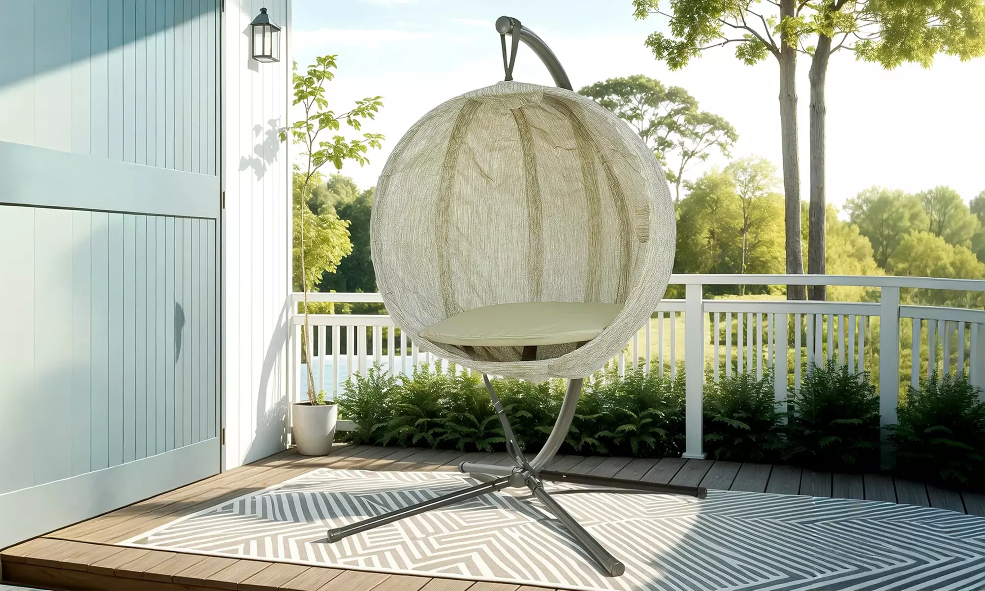 Outsunny Outdoor Egg Swing Chair with Cushion and Cup Holder