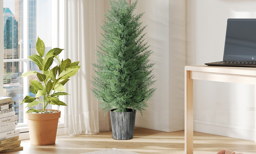Image 3: Set of Two HomCom Artificial Cypress Trees 