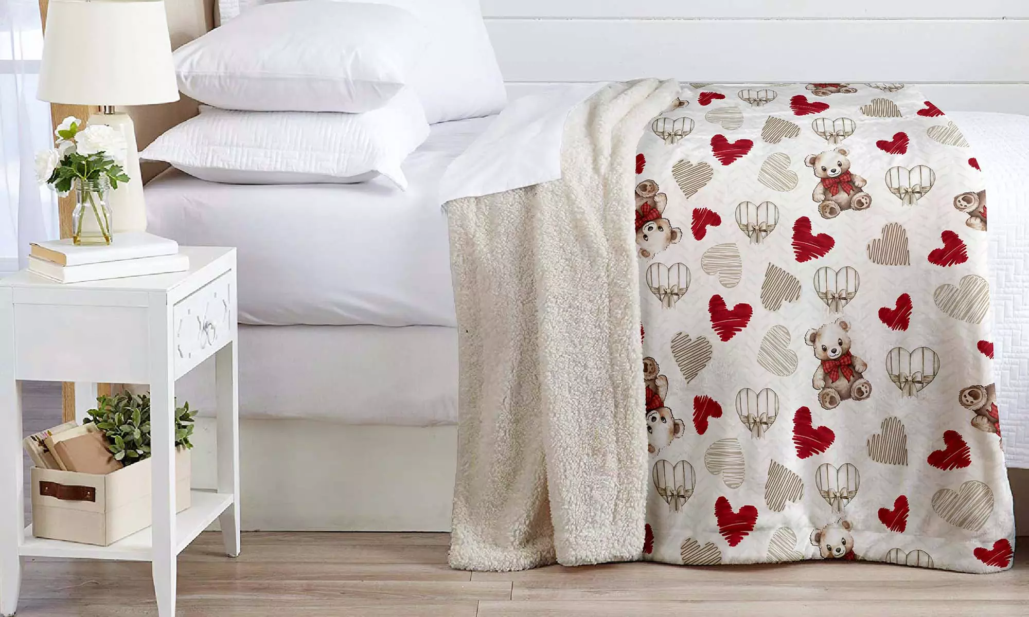 Plaid réversible sherpa et microfibre