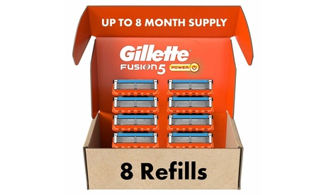 Gillette Eight-Pack Fusion5 Five-Blade Power Razor Blade Refills for Men in rgb
