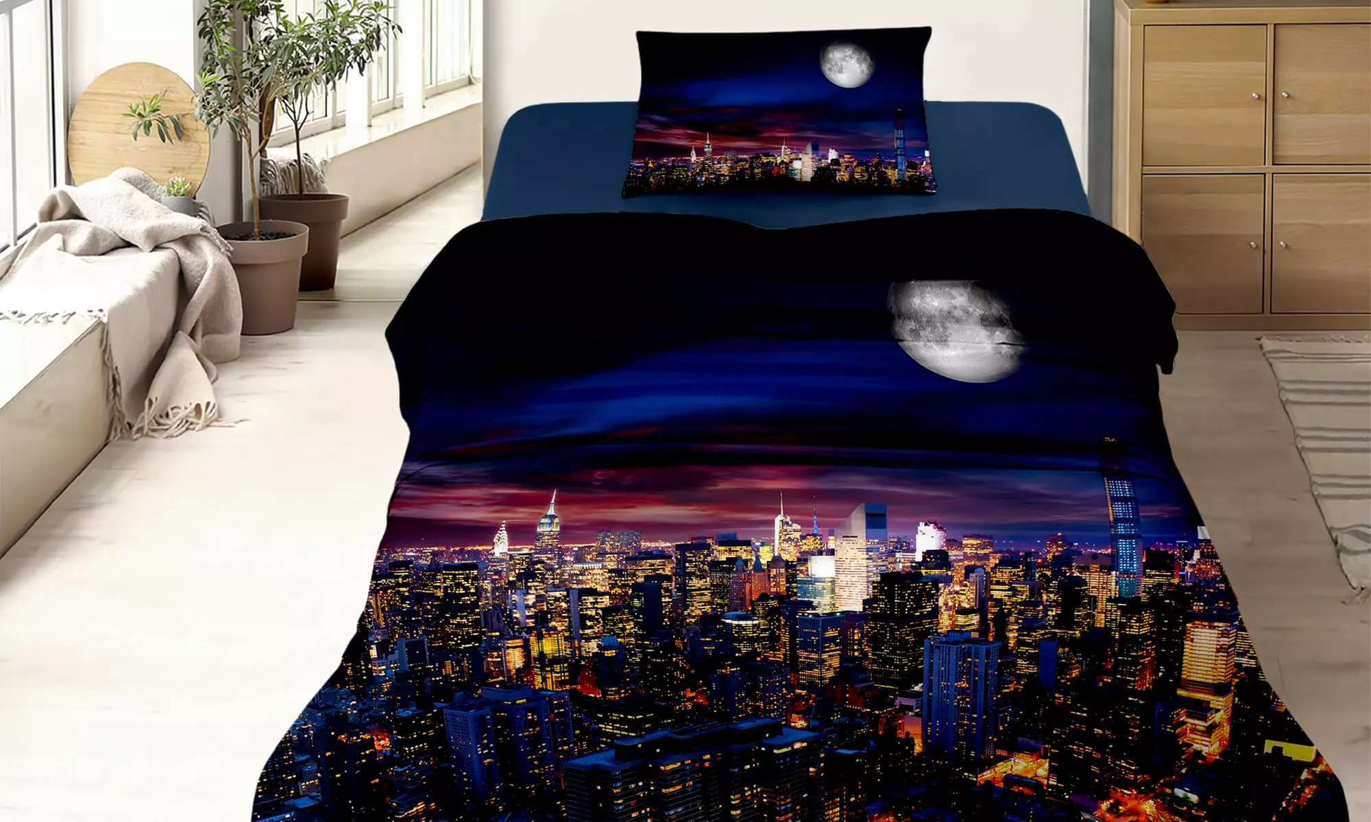 Completo lenzuola in cotone con stampa digitale