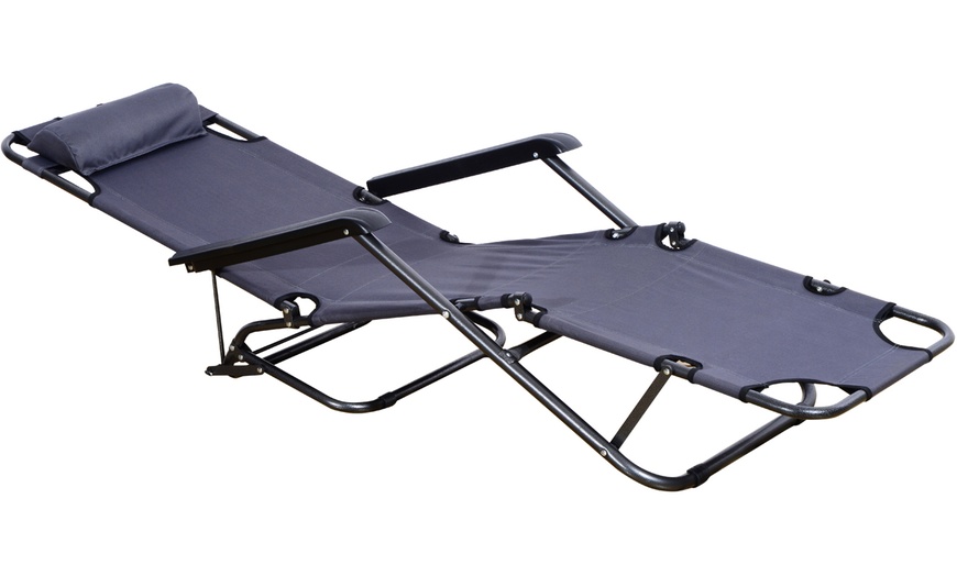 Image 16: Outsunny Two-in-One Foldable Lounger