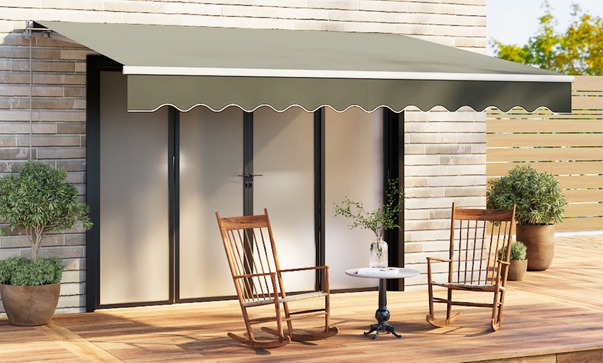 Image 1: Large Coverage Retractable Outdoor Door Awning