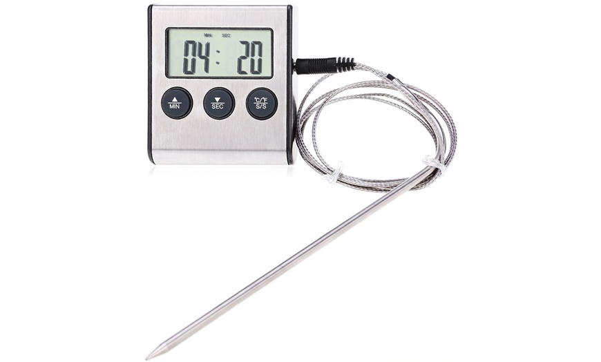 Image 1: Cooking Probe Thermometer Timer