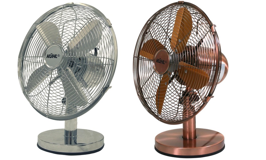 Image 1: Planet Direct 12'' Desk Fan Electric Oscillating Metal Cooling