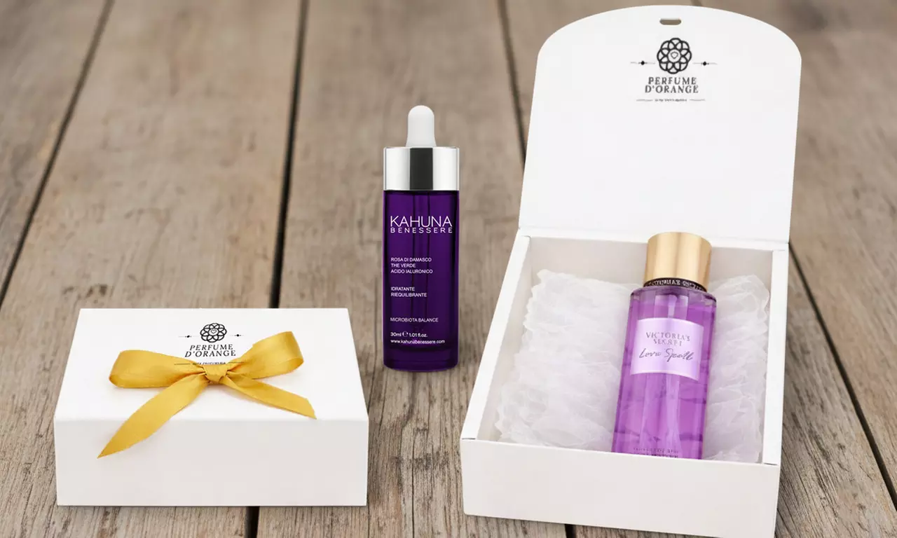 Victoria's Secret Bodymist 250 ml + Kahuna Benessere Serum mit Hyaluronsäure 30 ml in dekorativer Geschenkbox für Damen - Primary Image