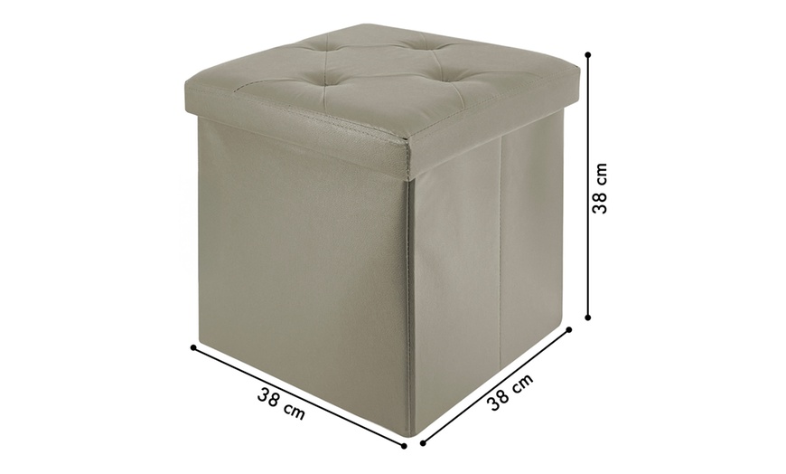 Image 18: Pouf carré en simili cuir avec espace de rangement