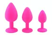 3pcs/set Silicone Jeweled Anal Plugs Large Medium Mini Plated Stopper Beads - Second Medium