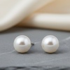Image 1: White Gold Plated 5mm White Freshwater Cultured Round Pearl Stud Earrings 
